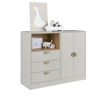 Imagem de Cômoda Infantil 2 Portas 3 Gavetas Lille Dl1080 110cm Cinza - Art In Móveis