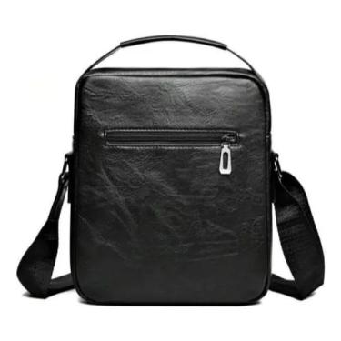 Imagem de Bolsa Tiracolo Masculina De Couro Mão E Ombro Casual (Preto)
