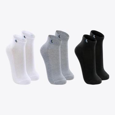 Imagem de Kit 3 Pares de Meias Lupo Cano Curto 03225-089, Branco, Cinza, Preto, 