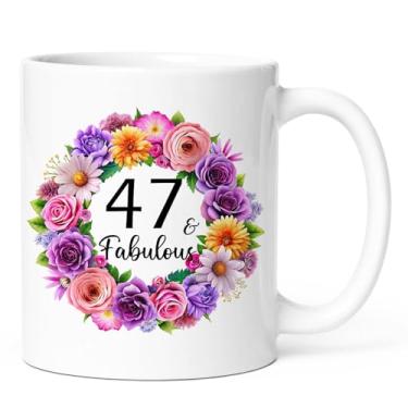 Imagem de KOXAME Presentes fabulosos para mulheres, ideias de aniversário de 47 anos, ideias de presente de 47 anos para mãe, avó, tia, irmã, amiga, caneca de café de 325 ml (47)