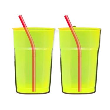 Imagem de Kit 100 Copos Neon 300ml Premium Descartável Para Drink Bebida Festa Aniversário(KIT 100 COPOS AMARELO NEON)