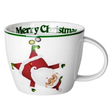 Imagem de fMSDD Caneca de café Merry Christmas, grande novidade, tigela de sopa de cerâmica engraçada com alça, 850 g de largura, polivalente, caneca de Papai Noel para colegas de trabalho, amigos, decoração de
