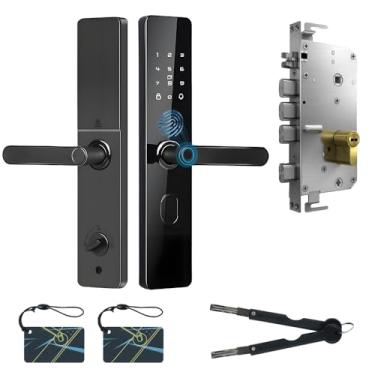 Imagem de Zenkon Fechadura Eletronica com Touch Screen, Fechadura Inteligente, Fechadura Digital Biometria por Impressão Digital, Maçaneta Eletronica com Cilindro de Fechadura, Senha Numérica