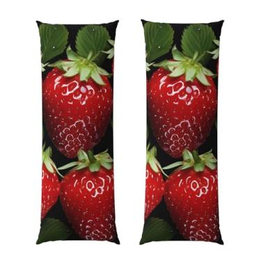 Imagem de Capa de travesseiro corporal com zíper oculto, fronha longa de microfibra macia e respirável para travesseiro corporal, capas de travesseiro de morango vermelho para dormir, presente de cama, capa de
