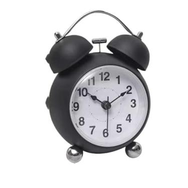 Imagem de Despertadores Despertador analógico redondo preto, para quarto, sala de estar, estudo, dormitório escolar, mesa de cabeceira, despertador operado por bateria Relógio de cabeceira