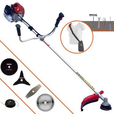 Imagem de Máquina de Cortar Grama Kawashima BCJ431-L À Gasolina 2T 43cc 1,7HP 10.000rpm Roçadeira Profissional Completa Multifuncional Com 5 Opções de Cortes