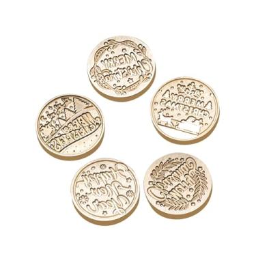 Imagem de Dynwave 5 pçs selos de vedação de natal cabeça de bronze retro artes artesanato portátil substituível selo selo para presente de natal cartão, Alce