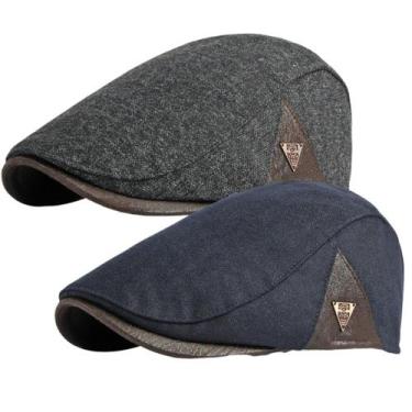 Imagem de Kit 2 Boinas Italiana Premium Masculina Atemporal ul/Cinza - Mercado M