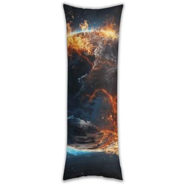 Imagem de Capa de travesseiro Planet Ice and Fire Body Ultra Macia Respirável Longa 137.2 cm x 50.8 cm Fronha de cama decorativa com zíper oculto Capas de almofada para sofá de quarto