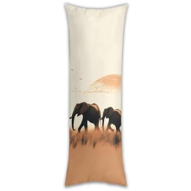 Imagem de Capa de travesseiro de corpo da família elefante ultra macia respirável longa fronha de cama decorativa 137.2 cm x 50.8 cm fronha de cama com zíper oculto capas de almofada para sofá de quarto