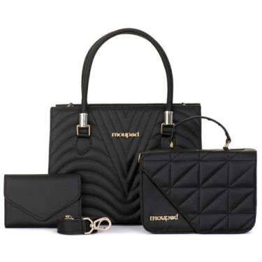 Imagem de Kit 2 Bolsas Femininas Transversal Preta Tiracolo + Carteira – Estilo, Praticidade e Versatilidade em Dobro!