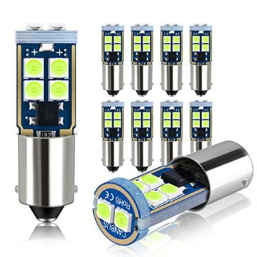 Imagem de DODOFUN BA9S Lâmpada de substituição exterior interior de carro azul gelo BA9 53 57 1445 1895 64111 tamanho mapa de leitura cúpula lateral luz LED 12V (pacote com 10)