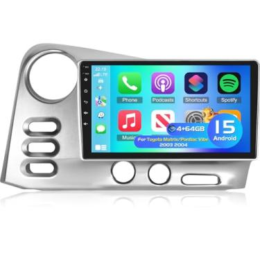 Imagem de [4 + 64 G] Rádio veicular NHOPEEW para Toyota Matrix 2003-2004/Pontiac Vibe 2003-2008 – Carplay sem fio e Android Auto – Tela sensível ao toque HD de 9 polegadas Android estéreo para carro – EQ áudio