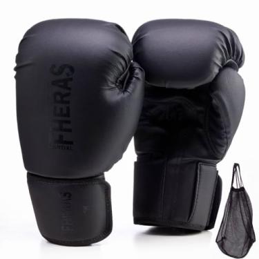 Imagem de Luva de Boxe Muay Thai MMA Pro All Black Fheras 12Oz
