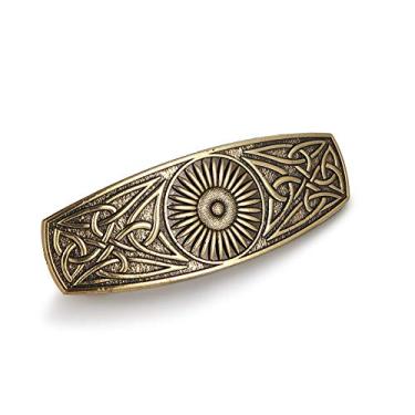 Imagem de Teamer Fashion Vintage Clipe de cabelo com nó celta, presilha de metal, acessórios de cabelo, padrão gravado, presentes de estilo para mulheres e meninas, Antique Gold, Gerbera