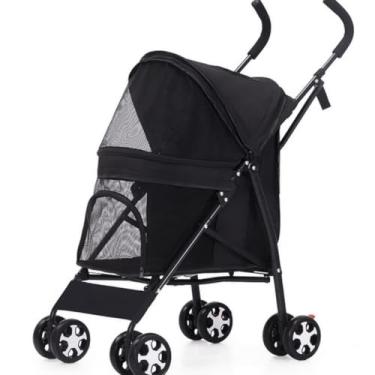 Imagem de Carrinho Passeio Pet Gato Cahorro Dobrável, Suporta até 15kg com Porta Copos e Cesto Removível Animal de Estimação