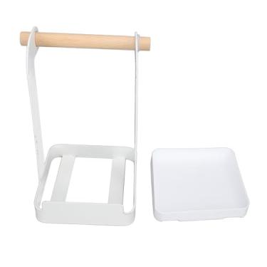 Imagem de Tampa de maconha rack rack multifuncional anti -deslizamento de ferro de madeira sólida organizador de cozinha para colheres de corte tampas de maconha armazenamento 9,5x9.5x15.5cm (Branco)