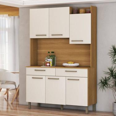 Imagem de Armário de Cozinha com Balcão Ushuaia 6 Portas 2 Gavetas Freijó/Soft - Panorama Móveis