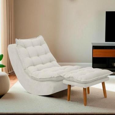 Imagem de Poltrona Decorativa Melissa Balanço Estofada E Puff Bouclê - SOFA STOR