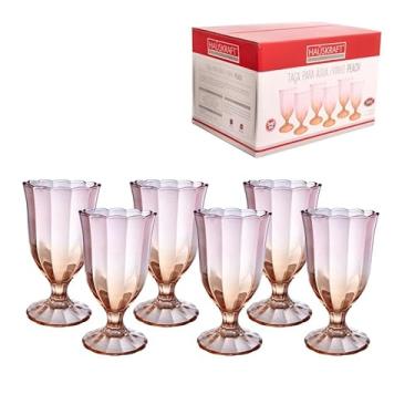 Imagem de Haüskraft -Taça para água e vinho de vidro Peach Dupla cor 340ml 6 peças
