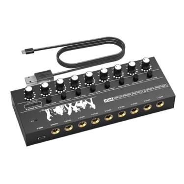 Imagem de JWQFBC Mixer de Linha, Mixer de áudio, DC5V, Portátil, Compacto, Saída E Entrada, Baixo Ruído, para Amplificador, Telefone, Guitarra, Instrumento, Computador, 8 Canais