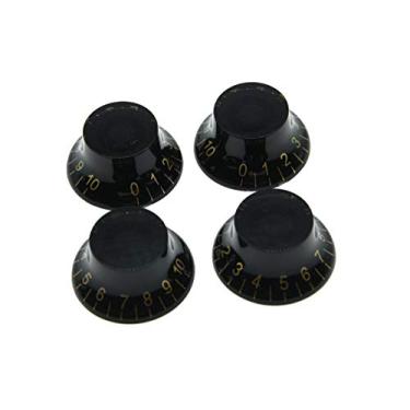 Imagem de Dopro 4 peças preto com número dourado LP botões de sino para guitarra Epiphone Les Paul/Importado com potes divididos grossos de 5,8 mm