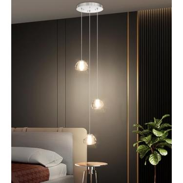 Imagem de dolria Lustre Moderno De Cristal, Luminária Pendente Para Cozinha, Ilha, Sala De Jantar, Quarto, Corredor, Prata