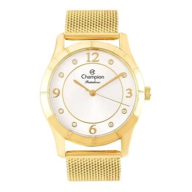 Imagem de Relógio Champion Dourado Feminino + Colar E Brincos Cn29910W