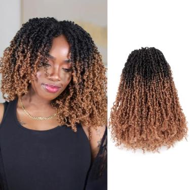 Imagem de Toyotress Cabelo de crochê Yanky Twist – 35,5 cm 8 pacotes (30 fios/peças) macio primavera mini torcido curto Bob Passion Twist, cabelo trançado de crochê pré-enrolado marrom ombré (35,5 cm, OT30-8P)