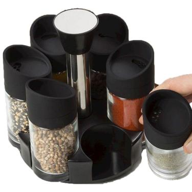 Imagem de Porta Condimentos 6 Peças Temperos Suporte Giratorio Cozinha Casa