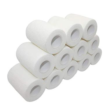 Imagem de STpro Fita Adesiva Branca Vet Wrap 3" X 12 Unidades, Para Bandagem De Pele, Bandagens Tecido Coesivo, Autoadesivas, Elásticas