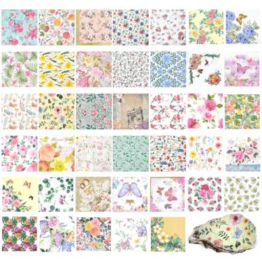 Imagem de LSYAHCYY Pacote com 40 guardanapos florais sortidos decorativos, guardanapos de decoupage, papel decorativo de coquetel para festa de aniversário, lindo, lindo, 40 estilos de papel decorativo (estilo