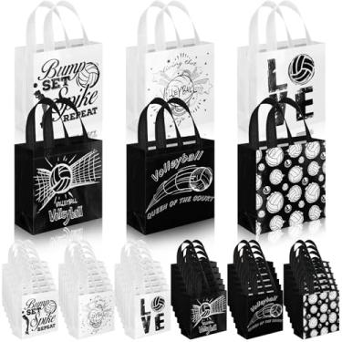 Imagem de Sweetude 40 peças de sacos de lembrancinha de festa de vôlei não tecido com alças 19 x 19 x 8 cm lembrancinha de festa de vôlei sacos de doces para tema esportivo, chá de bebê, aniversário para equipe