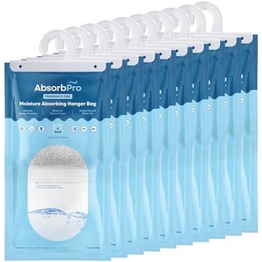 Imagem de Absorb Pro - Bolsa para cabide absorvente de umidade sem fragrância - Pacote com 10 - Pacotes desumidificadores pendurados de 277 g para casa, cozinha, quarto, banheiro, armário, quartos, carros