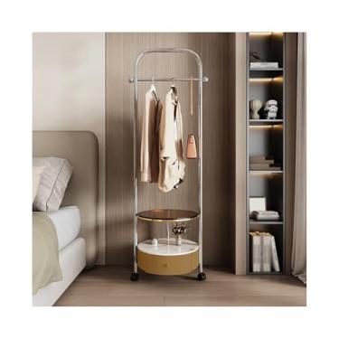 Imagem de YAYAOVP-24927 Cabide de pé para quarto, cabideiro, prateleiras, mesa de cabeceira, cabide móvel integrado para sala de estar, cabeceira, bolsa de armazenamento, cabide independente para árvores