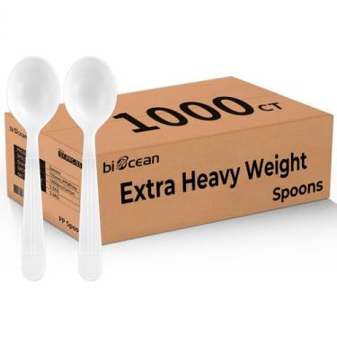 Imagem de Colheres de plástico descartáveis Biocean 1000 Count White Cutelery