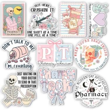 Imagem de HOSALA (10 peças - 7,6 cm) Pacote de adesivos de técnico de farmácia, adesivo engraçado e fofo de química, presente de farmacêutico para estudante de medicina, decoração para laptop, tablet, garrafa