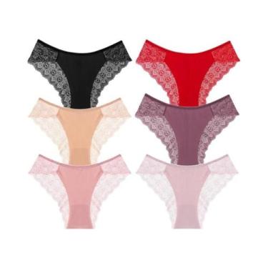 Imagem de Conjunto De 6 Peças De Calcinhas De Renda Femininas, Lingerie Sexy Res