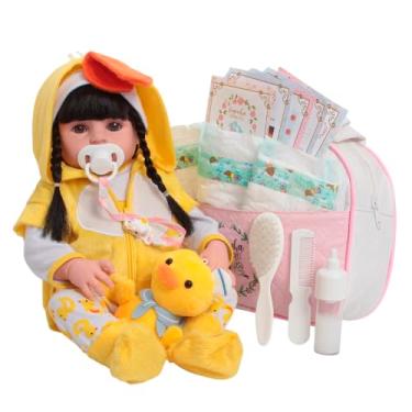 Imagem de Bebê Reborn Realista Corpo Silicone Morena Patinho Bolsa
