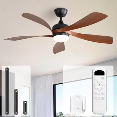 Imagem de Sofucor Ventiladores De Teto De 52 Polegadas Com Luzes E Controle Remoto, Ventilador De Teto Externo Com Luz, 6 Velocidades, 3 Cct, 3 Temporizadores, Ventilador De Teto De Baixo Perfil, 5 Lâminas, M