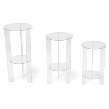 Imagem de Trio Mesa Acrílico Transparente Cilindro Tripe Coluna Elevação - Lúdic