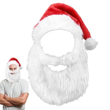 Imagem de Rrlihjgu Chapéu e barba de Papai Noel,Chapéu de Papai Noel,Peruca e barba de Natal cosplay | Fantasia de de Natal, respirável, chapéus de adulto, confortável
