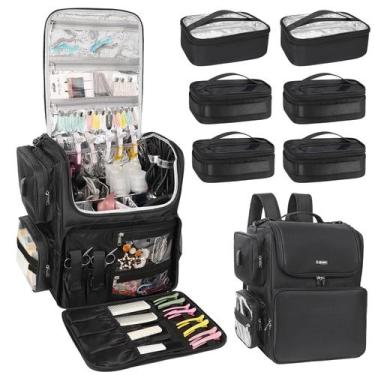 Imagem de Bolsa de viagem Hair Tools Relavel com 6 bolsas e divisórias transpare