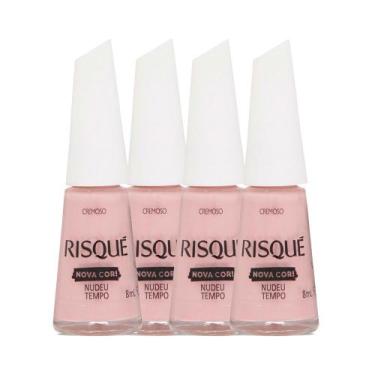 Imagem de Kit 4 Esmalte Risqué Nova Cor Cremoso Cor Nudeu Tempo 8ml