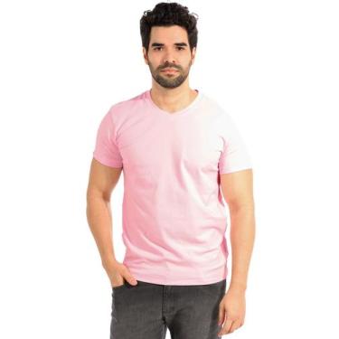 Imagem de Camiseta Masculina Anistia Gola V Algodão Elastano Fit Rosa, Rosa clar
