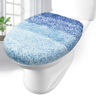 Imagem de Arotive Tampa de vaso sanitário de microfibra macia, lavável à máquina, 43 x 38 cm, suporte de borracha fica no lugar, serve na maioria das tampas redondas, alongadas e oblongas, decoração de