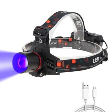 Imagem de WINDFIRE Farol UV de 395 nm – Farol de luz negra recarregável por USB com 3 modos, foco com zoom, design de luz ultravioleta mãos-livres para manchas de animais de estimação, escorpiões, minerais