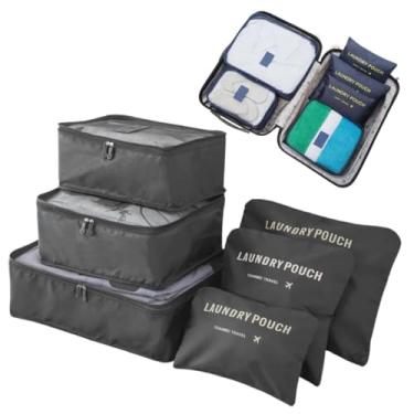Imagem de Kit Organizador de Mala de Viagem Prático 6 Peças Necessaires para Roupas, Maquiagens,cuecas calcinhas e meias (Cinza)
