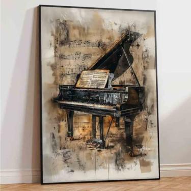 Imagem de Vlolvfe Bstract Arte de parede em tela de piano grande Graffiti Imagens de piano grande decoração de parede pintura amante da música 40,6 x 61 cm sem moldura