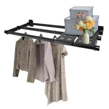 Imagem de Qufiona Prateleiras de armário montadas na parede, haste de armário resistente de 71 cm com prateleira de metal para parede, armário, lavanderia